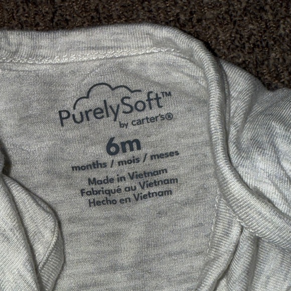 Carter's PurelySoft Farm Animal Print and Light Gray Long-sleeve Bodysuits 6m - Picture 3 of 3
